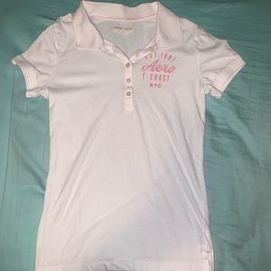White and pink Aeropostale collared shirt